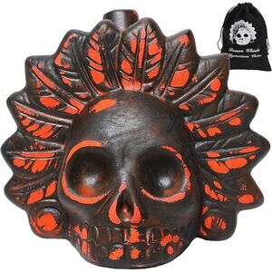 Aztec Death Whistle Red Skull Mask Ceramic Loud Scream Halloween Prank Prop